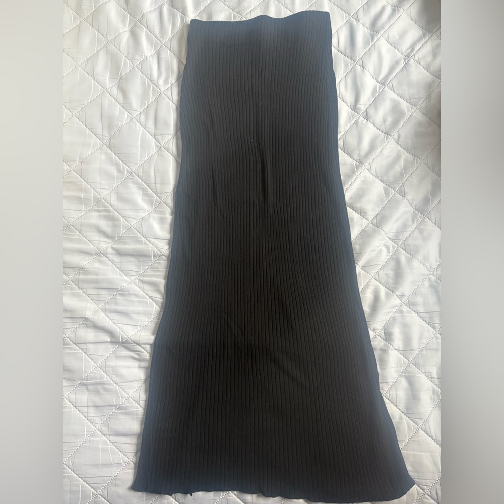 Black Ribbed Knit Dress